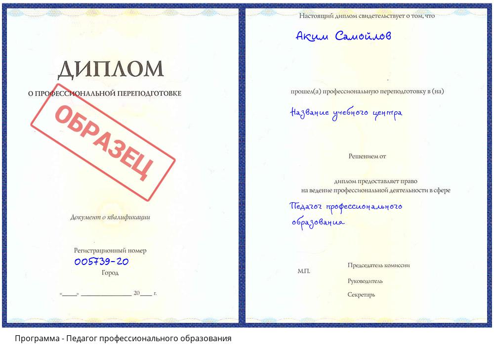 Педагог профессионального образования Солнечногорск