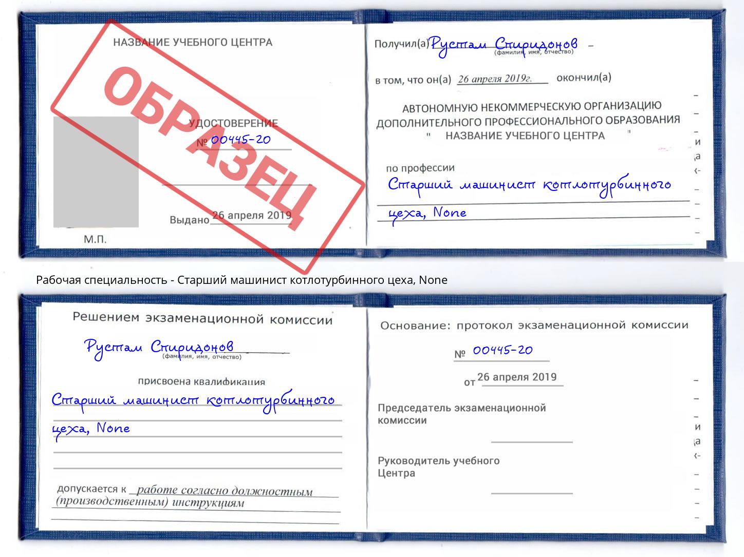 корочка None Старший машинист котлотурбинного цеха Солнечногорск